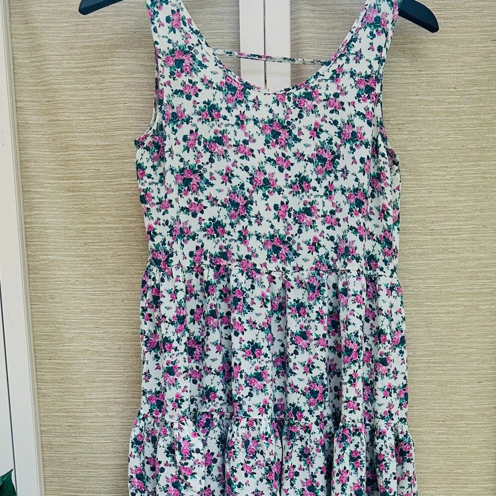 Crush by ABC Family Mini Dress Pink Rose Print Baby Doll Dress Festival Dress
